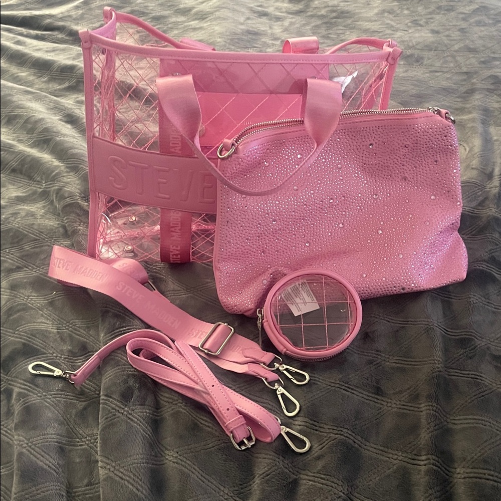Steve Madden Pink Tote Bag Set